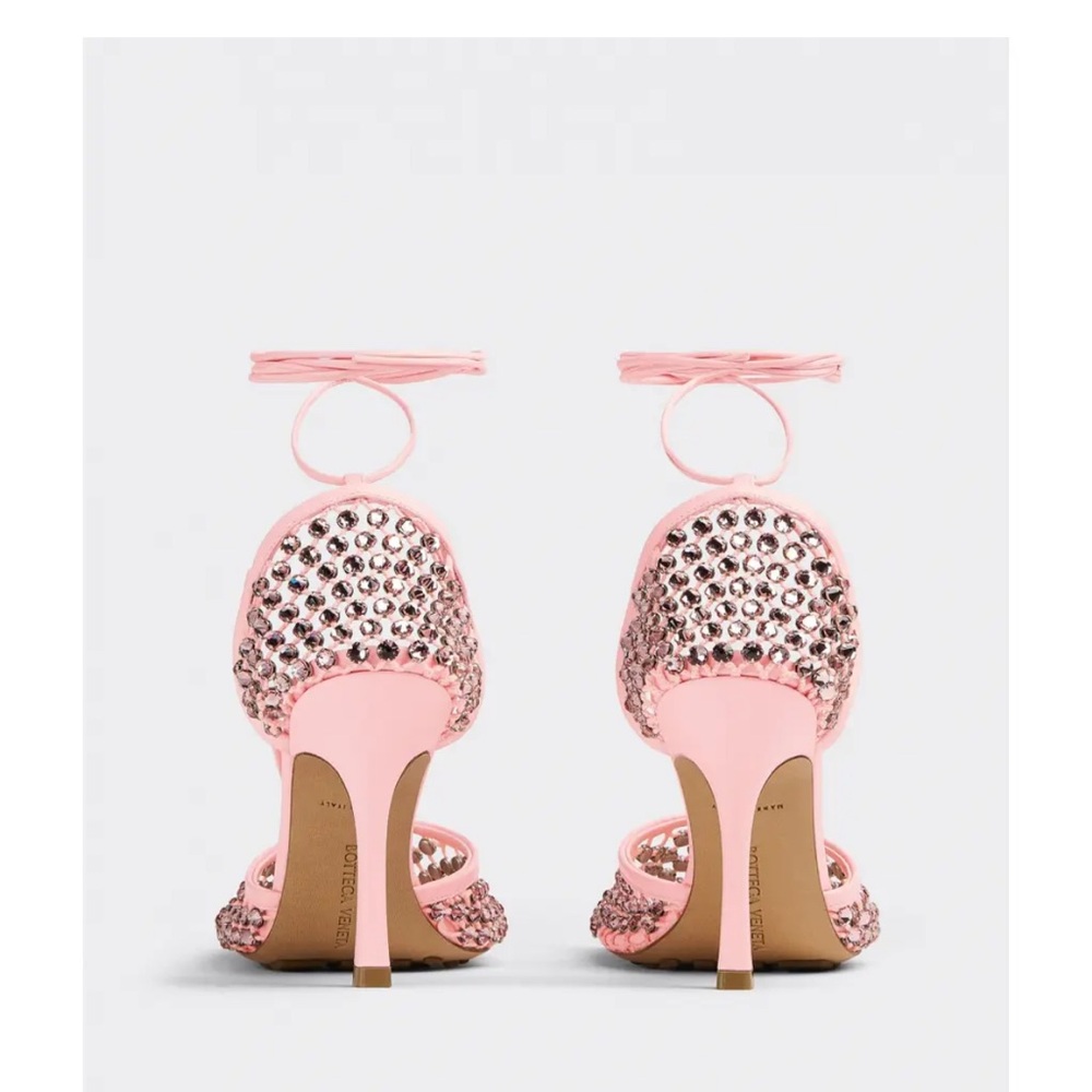 BOTTEGA VENETA Stretch Sandal Web Sparkle Camellia Size 39 - Picture 5 of 16